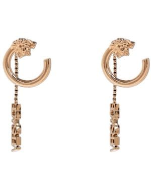 Versace Long Logo Earrings - White