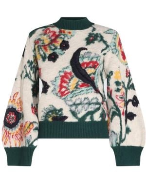 Sacai Jacquard Floral Knitted Sweater - Green