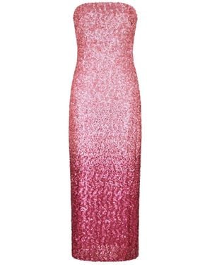 LoveShackFancy Stasia Sequined Ombré Midi Dress - Pink