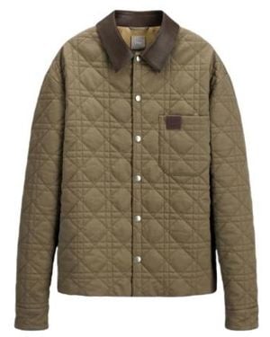 Dior Homme Logo Patch Cannage Leather Overshirt - Green