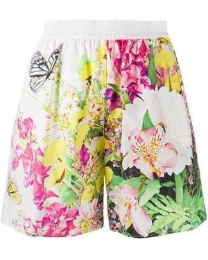 Moschino Floral Printed Wide-Legged Shorts - Green