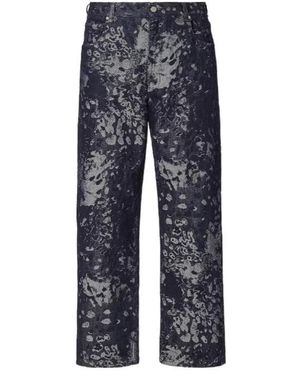 Fendi Straight-Leg Jacquard Long Jeans - Blue