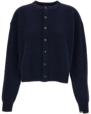 Extreme Cashmere Long-Sleeved Crewneck Cardigan - Blue