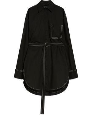 Sportmax Detachable-Detail Long Poplin Shirt - Black