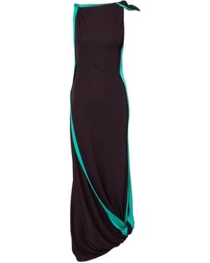 Victoria Beckham Asymmetric Draped Jersey Midi Dress - Blue