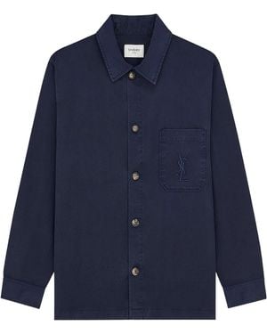 Saint Laurent Cassandre Button-Up Overshirt - Blue