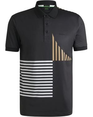 BOSS Boss Paddy Stripe Detailed Polo Shirt - Black
