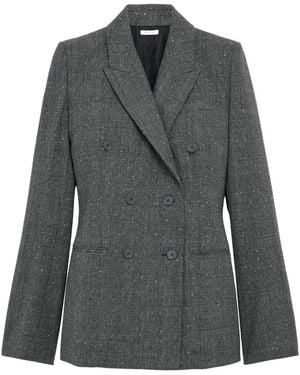 McQueen Wool Double-Breasted Blazer - Grey