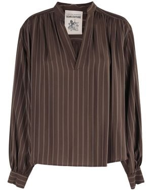 Semicouture Striped Pattern Shirt - Brown