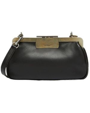 Max Mara Logo Engraved Shoulder Bag - Black