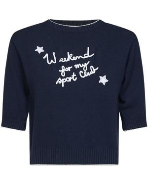 Weekend by Maxmara Wkdfiacre Logo Intarsia Knitted Top - Blue
