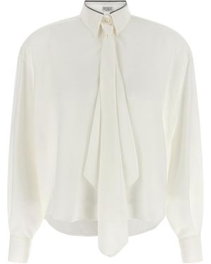 Brunello Cucinelli 'Shiny Collar' Shirt - White