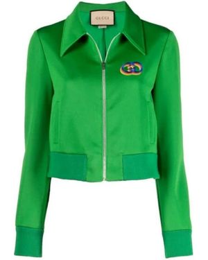 Gucci Tiger Embroidery Technical Jersey Jacket - Green