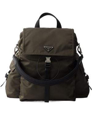 Prada Explore Re-Nylon And Leather Backpack - Black