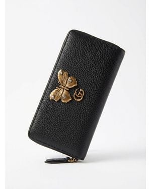 Gucci Butterfly Zipper Wallet - Black