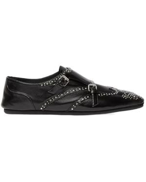 Fendi Studded Double Monk Strap Loafers - Black