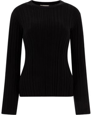 Loulou de Saison Elsa Ribbed Long Sleeve Top - Black