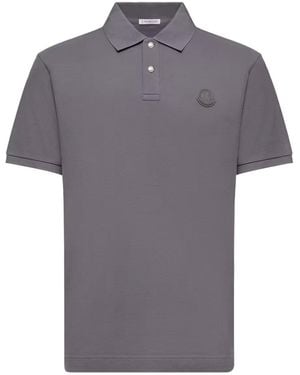 Moncler Logo Patch Short-Sleeved Polo Shirt - Grey