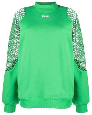 MSGM Logo Embroidered Crewneck Sweatshirt - Green