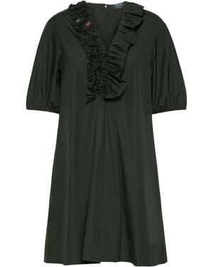 Max Mara Cotton Poplin Short Dress With Ruffles - Green