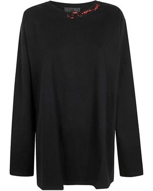 Maria Calderara Bird-Appliqué Top - Black