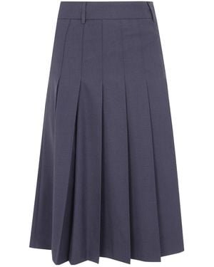 DUNST Pleated Midi Skirt - Blue