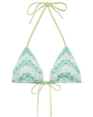 CASABLANCA Wavy-Monogram Tie Bikini Top - Green