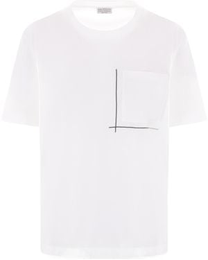 Brunello Cucinelli Embellished Crewneck T-Shirt - White