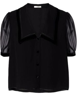 FRAME Velvet-Trimmed Shirt - Black