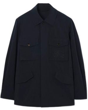 Burberry Ekd Embroidered Long Sleeved Jacket - Blue
