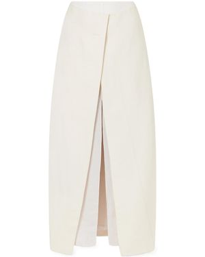 KHAITE Tal Woven Midi Skirt - White