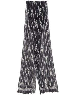 McQueen Pleated Skull Scarf - Blue
