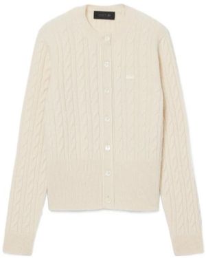 Lacoste Runway Cashmere Cable Knit Cardigan - White