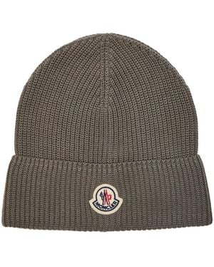 Moncler Ribbed Knitted Cold-Weather Cap - Brown