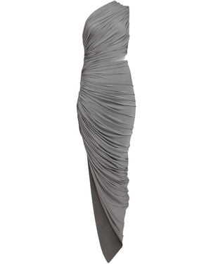 Alaïa Cut-Out Draped Stretch-Woven Maxi Dress - Grey