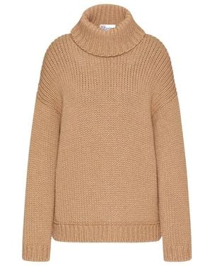 RED Valentino High-Neck Ribbon Sweater - Natural