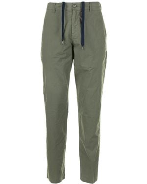 Aspesi Straight-Leg Drawstring Chino Trousers - Green