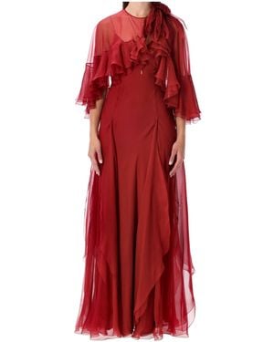 Alberta Ferretti Ruffled Gown - Red