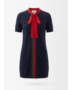 Gucci Knit Wool Cashmere Dress With Web - Black