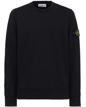 Stone Island Logo Cotton Crewneck Sweatshirt - Black