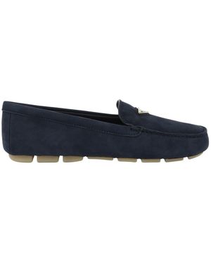 Prada Triangle-Logo Slip-On Driving Loafers - Blue