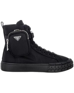 Prada Re-Nylon Pouch Detail High-Top Sneakers - Black