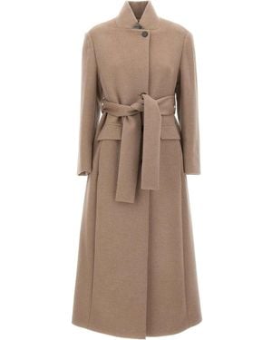 Marella Belted Ankle-Length Coat - Natural