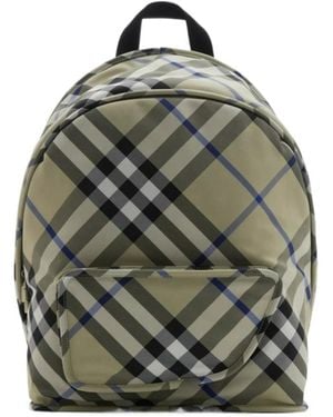 Burberry Check-Printed Zipped Backpack - Green