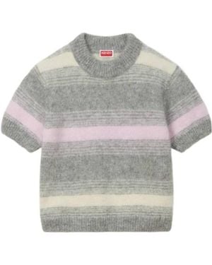 KENZO Speed Stripe' Hairy Knitted Top - Gray