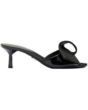 Prada Bow-Detailed Slip-On Sandals - Black