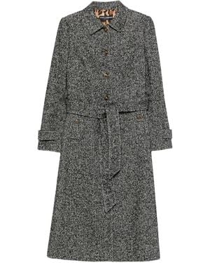 Dolce & Gabbana Herringbone-Pattern Belted Single-Breasted Coat - Gray
