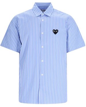 COMME DES GARÇONS PLAY Comme Des Garçons Play Striped Short Sleeved Shirt - Blue
