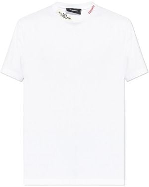 DSquared² Logo Embroidered Crewneck T-Shirt - White