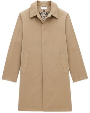 Saint Laurent Knee-Length Long-Sleeved Mackintosh Coat - Natural